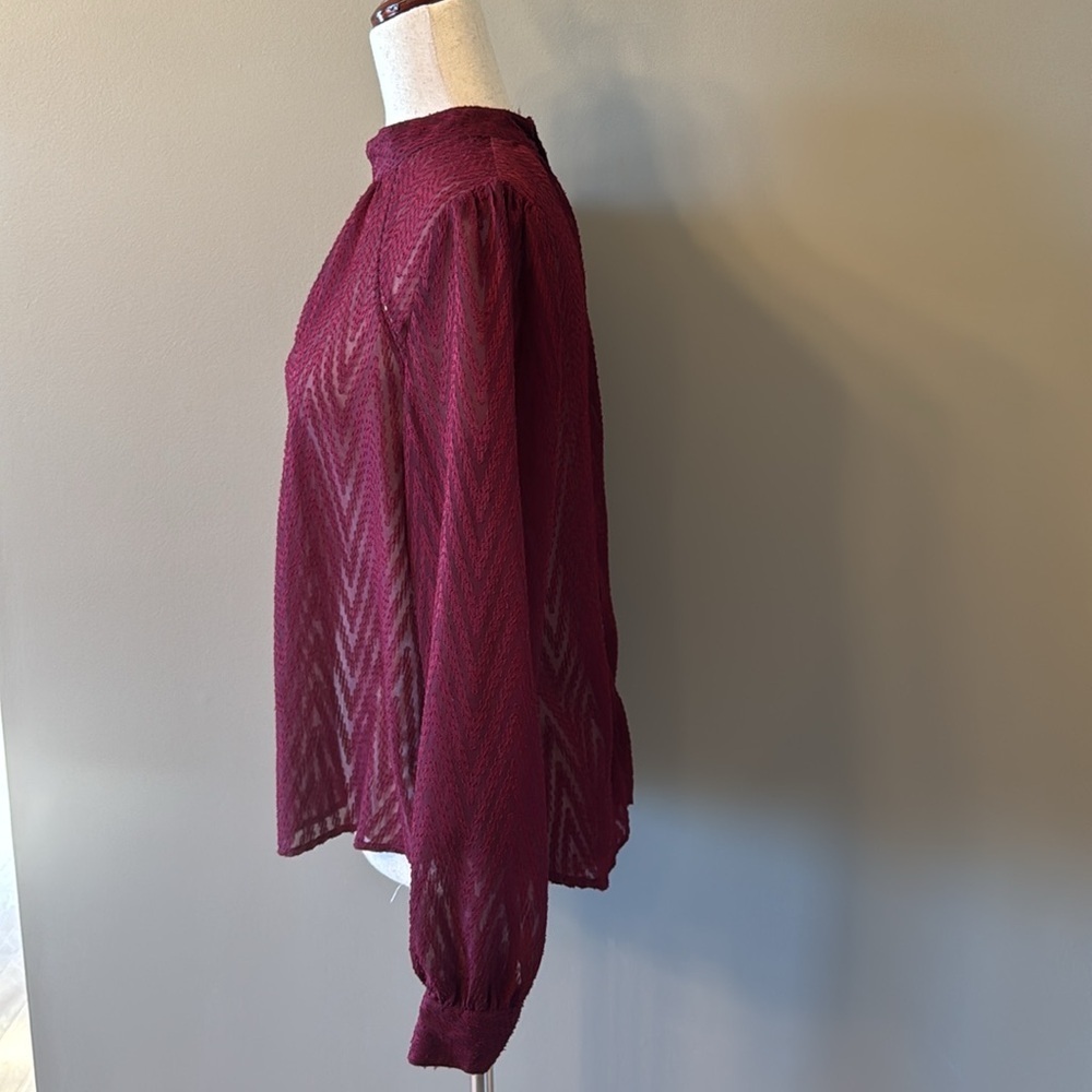 Free People Wine Transparent Top - Picture 7 of 7